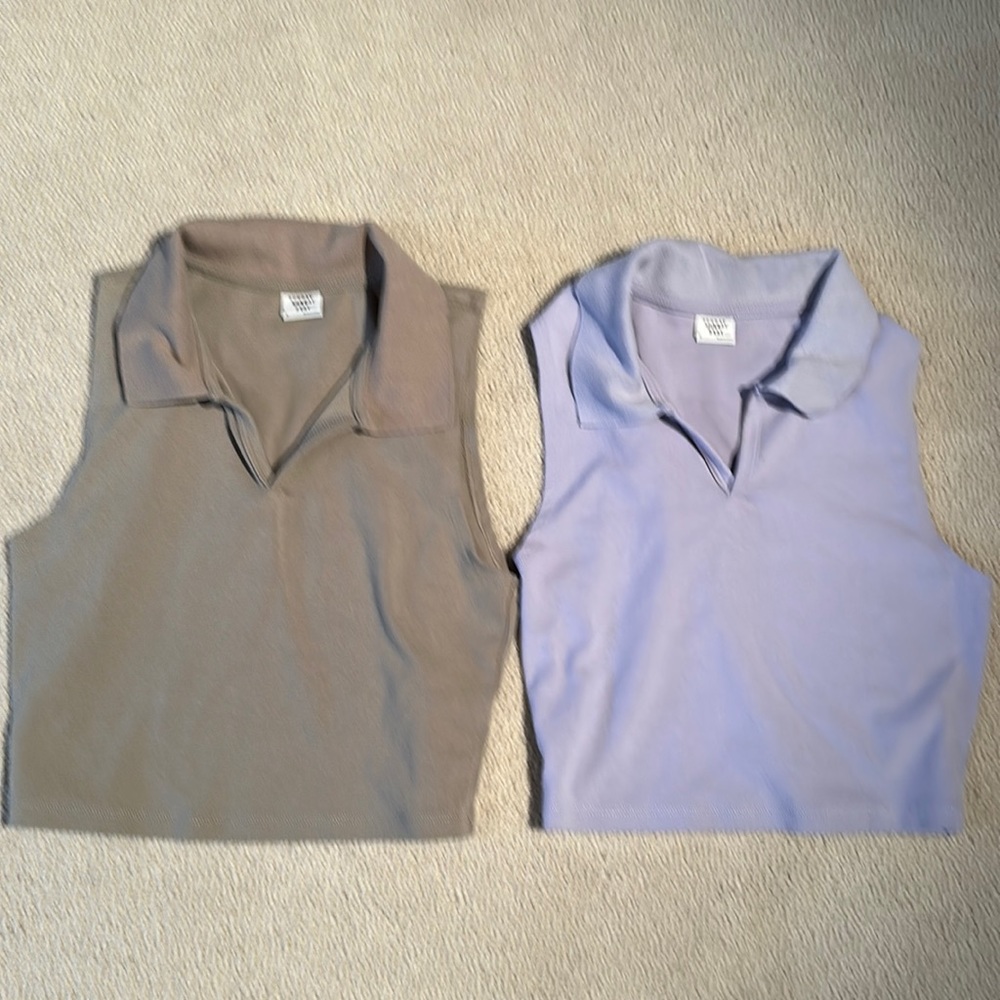 2 Arizia Sunday Best cropped collar tops